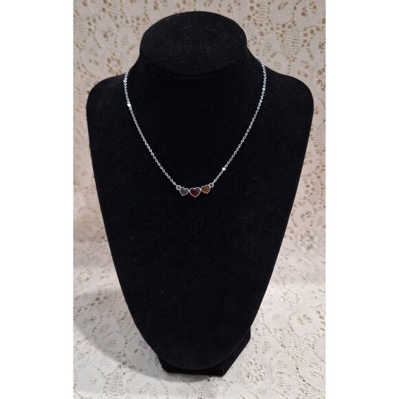 EUC Lia Sophia Three Heart Necklace - Picture 1 of 3